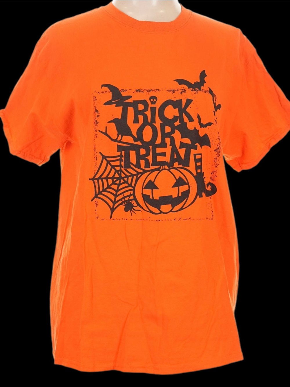 Orange 'Trick or Treat' Halloween Graphic Tee LARGE